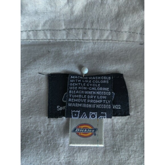 Authentic Dickies Mens Plaid Button Up Short‎ Sleeve Shirt Cotton Gray Size XL - Picture 7 of 11